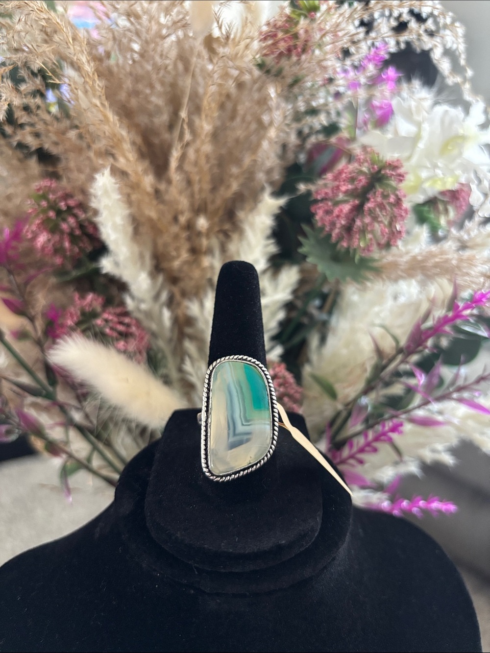 Sterling Silver Botswana Agate Gemstone Ring Size 7